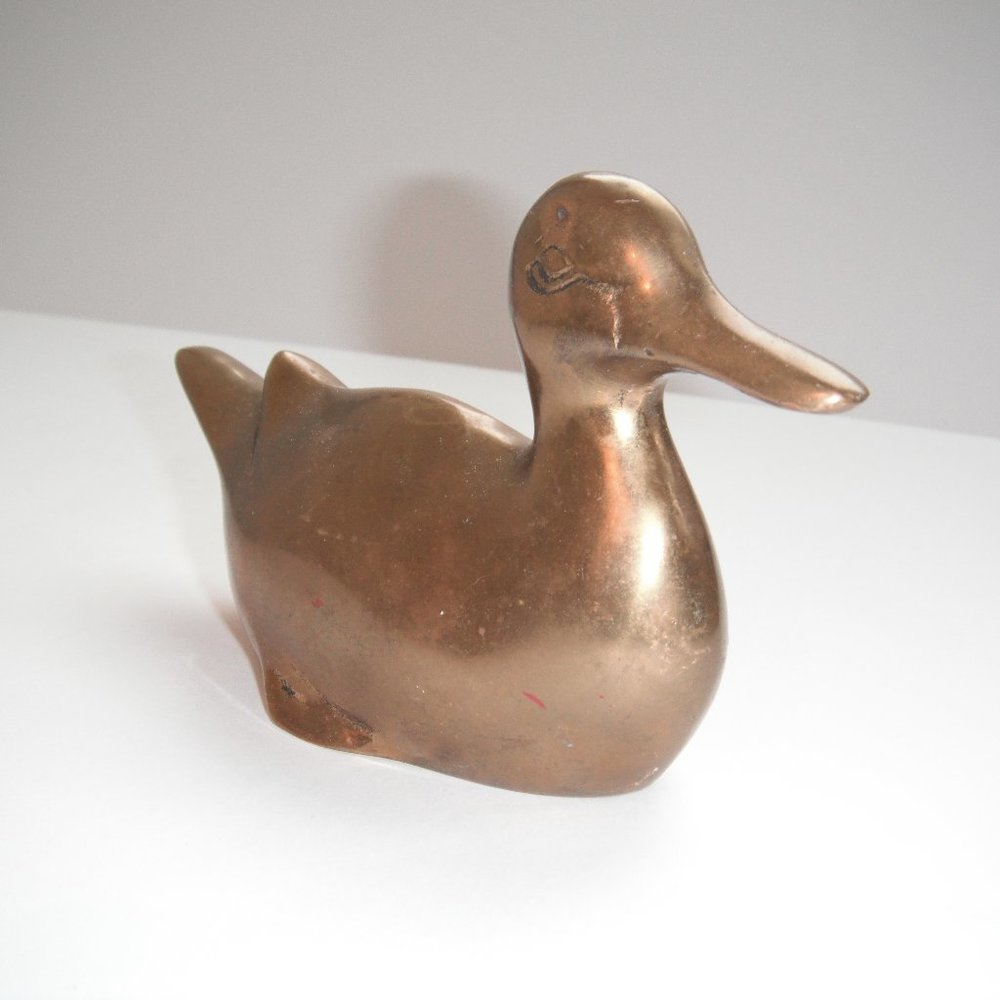 Metal Duck Heavy Collectible Figurine Paperweight Bird Animal 6”